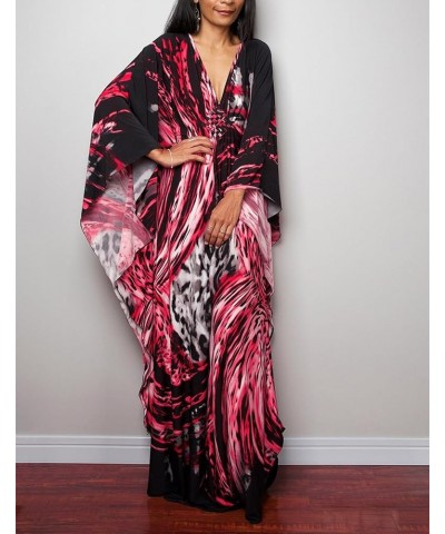 Caftan for Women Plus Size Swimsuit Cover Up Ethnic Print Kaftan Beach Dress Batwing Sleeve Loungewear Color 30 $17.33 Swimsuits