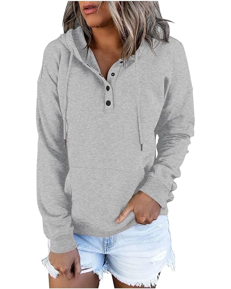 Button Down Hoodies/Waffle Knit Tops For Women Trendy Oversized Sweatshirts Loose Fit Plus Size Tops Pullovers 9gray $8.83 Tops