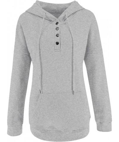 Button Down Hoodies/Waffle Knit Tops For Women Trendy Oversized Sweatshirts Loose Fit Plus Size Tops Pullovers 9gray $8.83 Tops