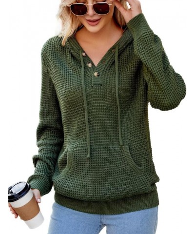 Women Fall Hoodies Sweater Knit V Neck Tops Oversized Fashion Pullover Casual Long Sleeve Shirts with Pockets A Green $25.36 ...