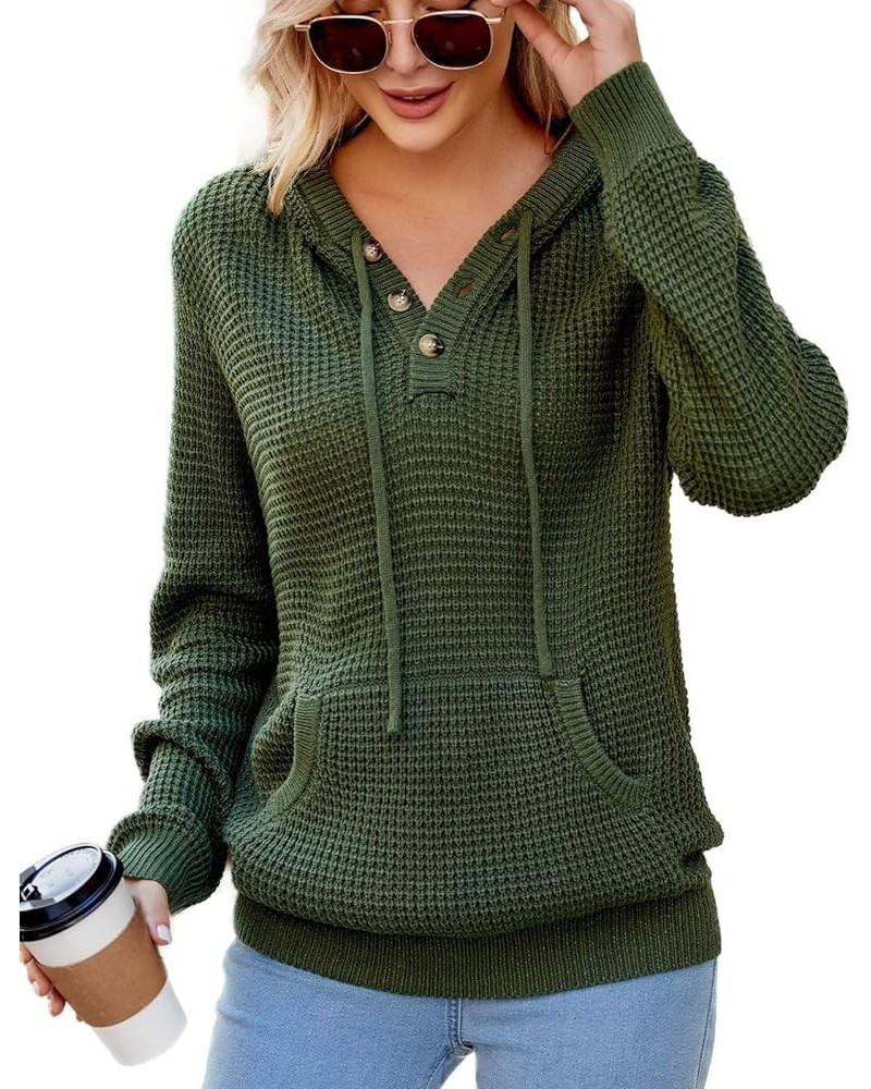 Women Fall Hoodies Sweater Knit V Neck Tops Oversized Fashion Pullover Casual Long Sleeve Shirts with Pockets A Green $25.36 ...