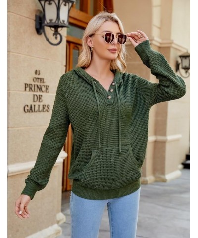 Women Fall Hoodies Sweater Knit V Neck Tops Oversized Fashion Pullover Casual Long Sleeve Shirts with Pockets A Green $25.36 ...