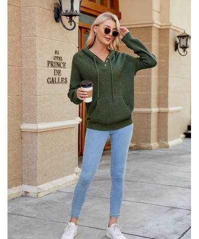 Women Fall Hoodies Sweater Knit V Neck Tops Oversized Fashion Pullover Casual Long Sleeve Shirts with Pockets A Green $25.36 ...