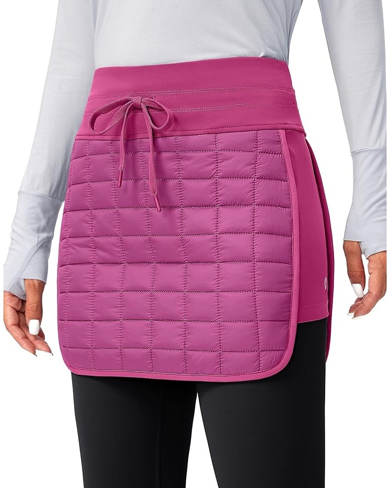 Women's 18" Puffer Insulated Skirt Zipper Pockets High Waisted Warm Quilted Winter Skirts Women Hiking Running Rose $13.86 Sk...