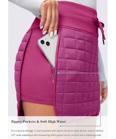 Women's 18" Puffer Insulated Skirt Zipper Pockets High Waisted Warm Quilted Winter Skirts Women Hiking Running Rose $13.86 Sk...