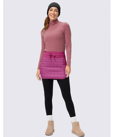 Women's 18" Puffer Insulated Skirt Zipper Pockets High Waisted Warm Quilted Winter Skirts Women Hiking Running Rose $13.86 Sk...