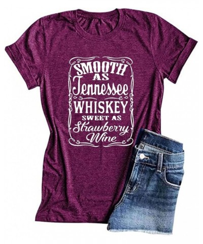 Women Graphic Vintage Band Tees Country Western Cowgirl Casual T-Shirt A-wine Red $10.81 T-Shirts