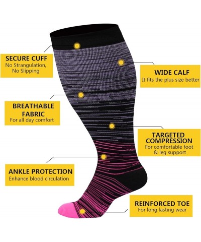 Plus Size Compression Socks for Women & Men 15-20 mmhg Wide Calf Compression Support knee high Socks Tie Dye 01 $7.40 Activewear