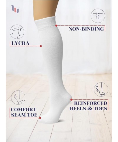 Women's Bamboo Knee High Socks | Comfort Seam Long Dress Socks, Soft & Lightweight | Shoe Size 5-8/8-11, 4 Pairs 15- White/Bl...