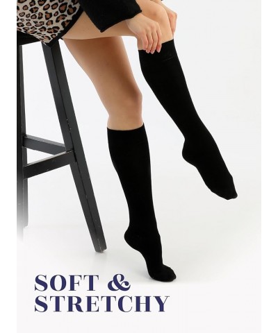 Women's Bamboo Knee High Socks | Comfort Seam Long Dress Socks, Soft & Lightweight | Shoe Size 5-8/8-11, 4 Pairs 15- White/Bl...