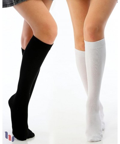 Women's Bamboo Knee High Socks | Comfort Seam Long Dress Socks, Soft & Lightweight | Shoe Size 5-8/8-11, 4 Pairs 15- White/Bl...