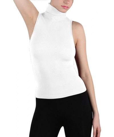 Seamless Sleeveless Turtleneck Shaping Tank Top White $10.59 Tanks