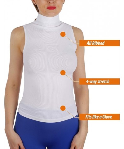 Seamless Sleeveless Turtleneck Shaping Tank Top White $10.59 Tanks