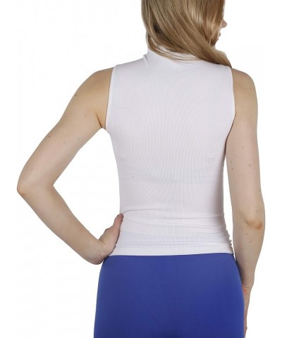 Seamless Sleeveless Turtleneck Shaping Tank Top White $10.59 Tanks