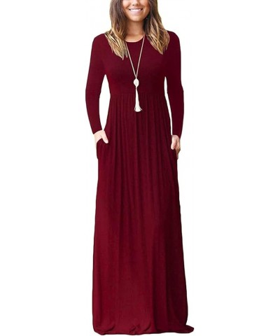 Women's Summer Sleeveless Striped Flowy Casual Long Maxi Dress with Pockets A-wine Red $23.19 Dresses