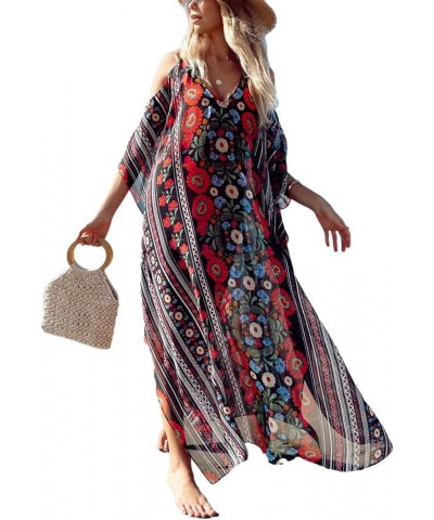 Women's Swimwear Turkish Kaftan Swimsuit Beach Cover Up Caftan Long Dresses Multicolor Print 1 $14.08 Swimsuits