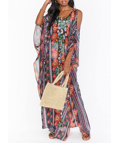 Women's Swimwear Turkish Kaftan Swimsuit Beach Cover Up Caftan Long Dresses Multicolor Print 1 $14.08 Swimsuits