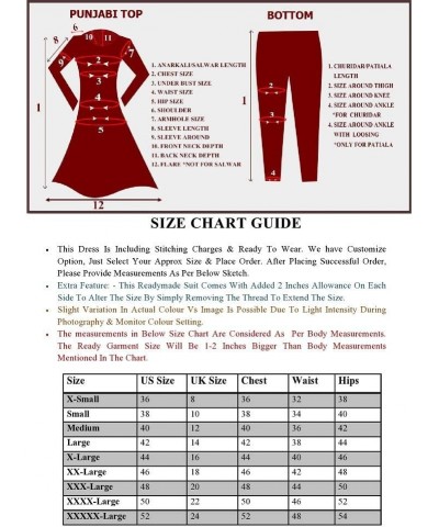 Ready to Wear Indian Pakistani Fashion Ethnic Wear Designer Girl Punjabi Salwar Kameez Patiala Suit for Women Maroon $31.85 D...