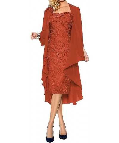 Mother of The Bride Dresses for Wedding Plus Size Jacket Chiffon Dresses for Women 2023 Rust Red $32.39 Dresses