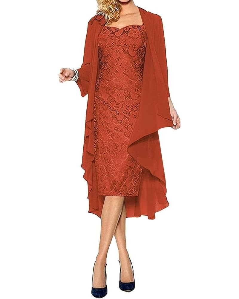 Mother of The Bride Dresses for Wedding Plus Size Jacket Chiffon Dresses for Women 2023 Rust Red $32.39 Dresses