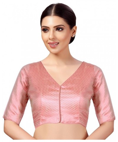 Holi Eid Gifts,V-Neck Blouses for Women Sarees,Readymade, (B213-P) Baby Pink-213 $22.50 Blouses