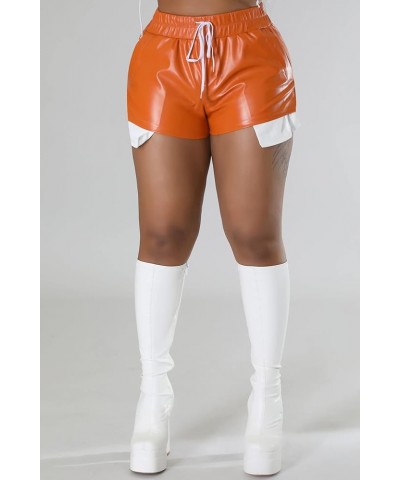 Women's Fashion Metallic Pants Shiny Pants Yoga Sparkly Elastic Waist Rave Ruffle Shorts F-orange $10.80 Activewear