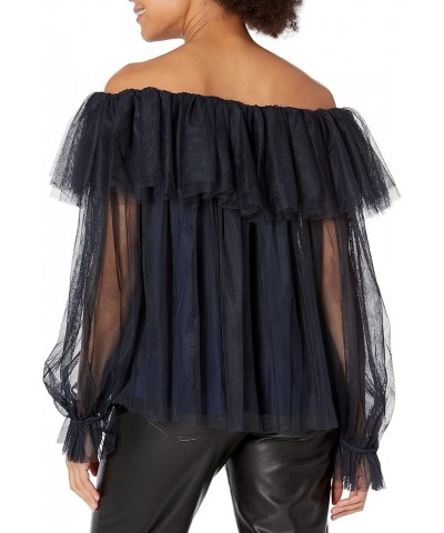 Women's Tulle Off The Shoulder Top Night Sky $42.25 Blouses