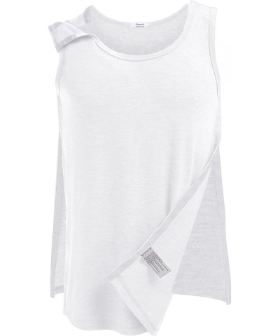 Unisex Shoulder & Side Full Snap-Access Tank Tops Tearaway Post Shoulder Surgery Shirts Rotator Cuff Recovery Clothing White ...