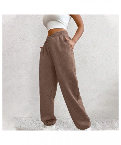 Crossover High Waisted Sweatpants for Women Asymmetrical Cross V Waist Pants Baggy Lounge Running Jogger with Pocket Brown $1...