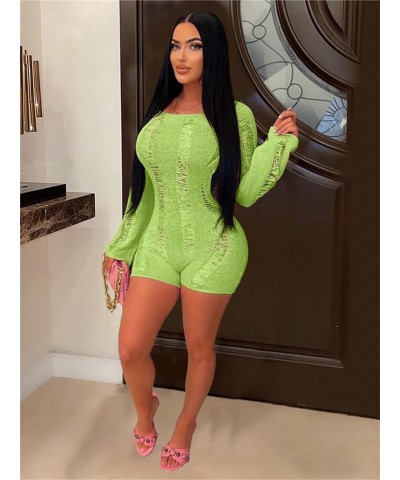 Rompers for Women Sexy - Hollow Out Backless One Piece Jumpsuit Off the Shoulder Bodycon Short Jumpsuit Light Green $18.06 Ju...