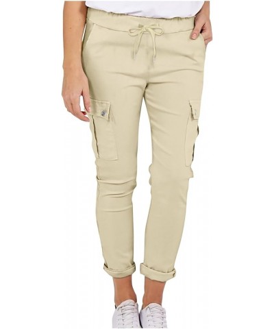 Cargo Pants Women High Waisted Skinny Ankle Pants with Pockets Y2K Slim Fit Straight Leg Cargo Pants Khaki $8.66 Activewear