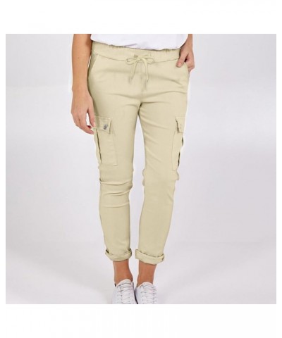 Cargo Pants Women High Waisted Skinny Ankle Pants with Pockets Y2K Slim Fit Straight Leg Cargo Pants Khaki $8.66 Activewear