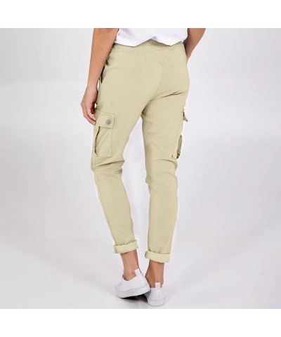 Cargo Pants Women High Waisted Skinny Ankle Pants with Pockets Y2K Slim Fit Straight Leg Cargo Pants Khaki $8.66 Activewear