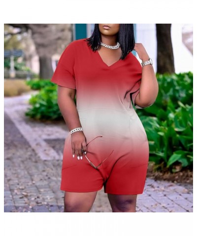 Women's Overalls Summer Casual V Neck Pockets Short Sleeve Jumpsuits Wide Shorts Rompers (S-5Xl) Overalls 1-red $10.82 Overalls