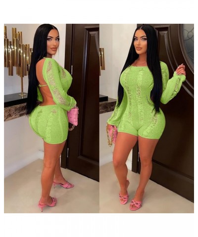 Rompers for Women Sexy - Hollow Out Backless One Piece Jumpsuit Off the Shoulder Bodycon Short Jumpsuit Light Green $18.06 Ju...