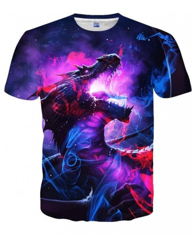 Men Women T-Shirts Unisex 3D Print Short Sleeve Crewneck Graphic Tees Purple Dinosaur $7.94 T-Shirts