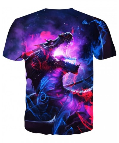 Men Women T-Shirts Unisex 3D Print Short Sleeve Crewneck Graphic Tees Purple Dinosaur $7.94 T-Shirts