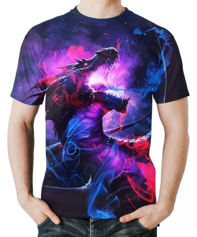 Men Women T-Shirts Unisex 3D Print Short Sleeve Crewneck Graphic Tees Purple Dinosaur $7.94 T-Shirts