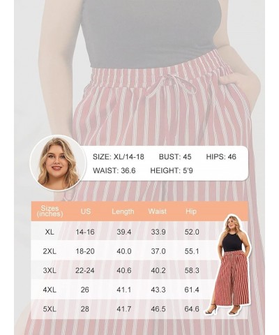 Womens Plus Size Wide Leg Pants Side Split Slit Palazzo Pants Pleated Culottes Boho Flowy Pants with Belt Red Stripes $16.95 ...