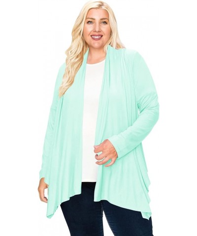 Women's Plus Size Lightweight Long Sleeve Solid Open Cardigan Mcd01183 Aqua $11.74 Sweaters