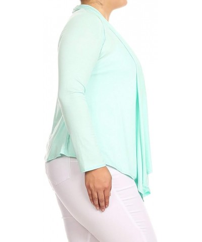 Women's Plus Size Lightweight Long Sleeve Solid Open Cardigan Mcd01183 Aqua $11.74 Sweaters