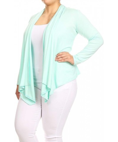 Women's Plus Size Lightweight Long Sleeve Solid Open Cardigan Mcd01183 Aqua $11.74 Sweaters