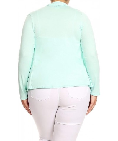 Women's Plus Size Lightweight Long Sleeve Solid Open Cardigan Mcd01183 Aqua $11.74 Sweaters