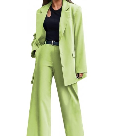 Blazer Jackets for Women Business Casual Women's Solid Two Piece Suit Set Elegant Long Sleeve Business Office A-2-green $20.0...