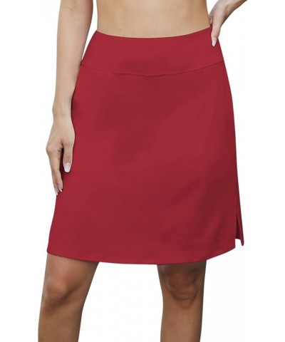 Women's 20" Knee Length Golf Skorts Skirts Tennis Skirt Long Athletic Casual Sports Skirt with 4 Pockets Red $12.71 Skirts