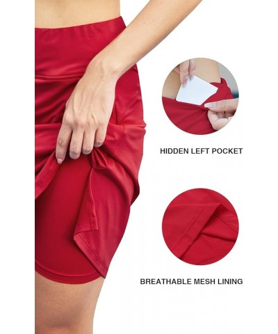 Women's 20" Knee Length Golf Skorts Skirts Tennis Skirt Long Athletic Casual Sports Skirt with 4 Pockets Red $12.71 Skirts