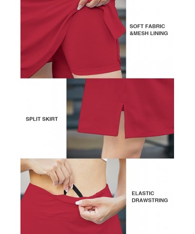 Women's 20" Knee Length Golf Skorts Skirts Tennis Skirt Long Athletic Casual Sports Skirt with 4 Pockets Red $12.71 Skirts