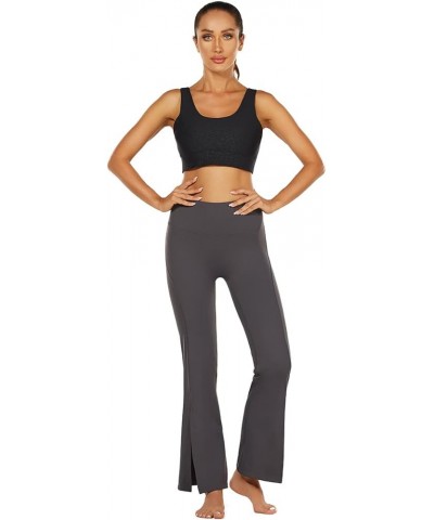 Women Flare Pants High Waisted Bell Bottom Pants Yoga Flared Leggings with Front Split Dark Grey $20.99 Activewear