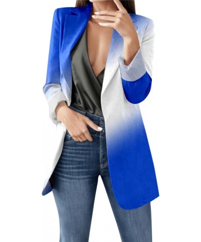 2023 Womens Casual Blazers Open Front Long Sleeve Lapel Collar Suit Jackets Plus Size Color Block Work Office Jacket Coat 03-...