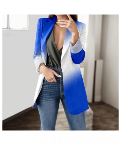 2023 Womens Casual Blazers Open Front Long Sleeve Lapel Collar Suit Jackets Plus Size Color Block Work Office Jacket Coat 03-...